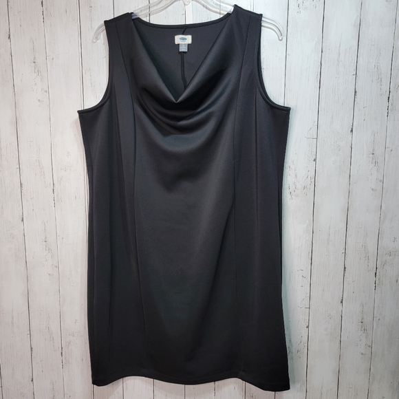 Old Navy Dresses & Skirts - Old Navy Women's Black Scuba Knit Sleeveless Dress Size 2X Draped Neckline.